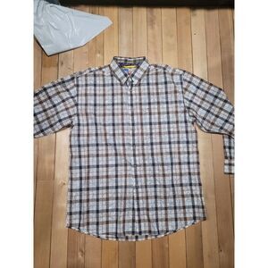 Wrangler George Straight Shirt Men's Large Blue Plaid Button Down Western Cowboy